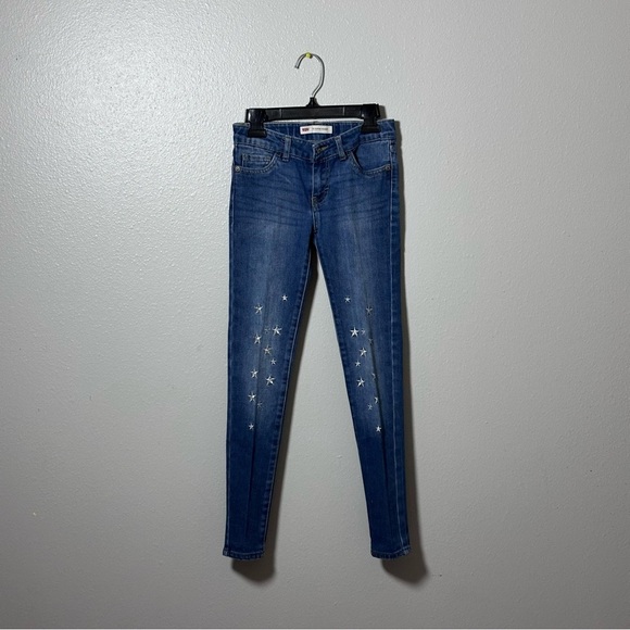 Levi’s Kids Girls Denim 701 Super Skinny Jeans Star Print size 8. - Picture 1 of 9
